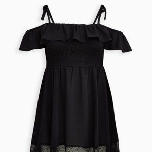Mini Ruffle Lace Trim Coverup Dress Size 4
